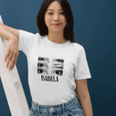 Camiseta Feminina Personalizável Com Seu Nome e 3 Fotos dos Olhos, 100% Algodão com Estampa DTF
