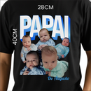Camiseta Papai Personalizada 100% Algodão com Fotos - Estampa DTF - Presente Dia dos Pais - Camisa Customizada Preta