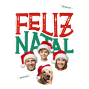 Camiseta Natal Personalizada Família 100% Algodão com Fotos - Estampa DTF Feliz Natal - Camisa Natalina Customizada Preta