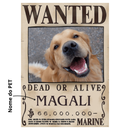 Camisa 100% Algodão Personalizável de Pet Procurado, Estilo One Piece