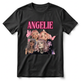 Camiseta Feminina Personalizável com 5 Fotos Estilo Punk Rock “Angelle” 100% Algodão com Estampa DTF Premium