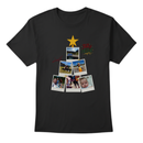 Camiseta Personalizada de Natal com fotos estilo polaroid formando uma árvore natalina. 100% algodão, estampa DTF durável e vibrante. Personalize com suas lembranças!