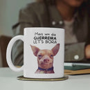 Caneca Engraçada Personalizável Com Foto do Pet, Frase Mais Um Dia Guerreira Let’s Bora